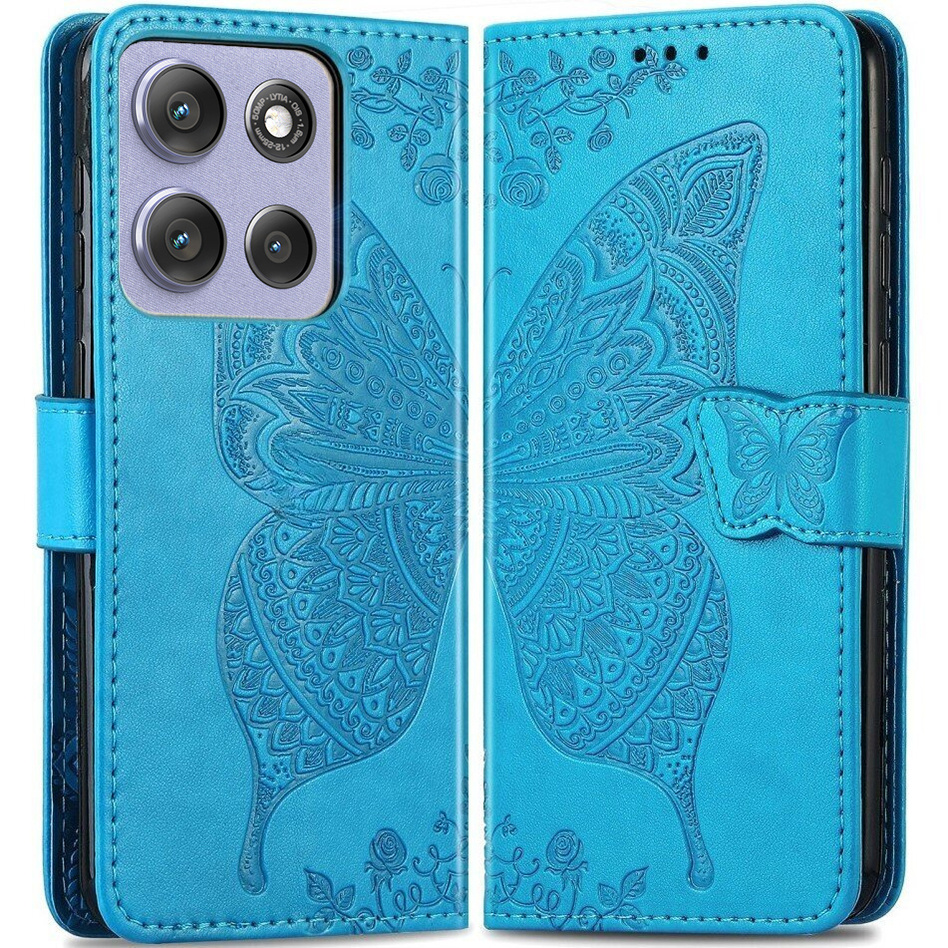 Klapphülle Für Motorola Moto G86 Power 5g, Schmetterling, Blau