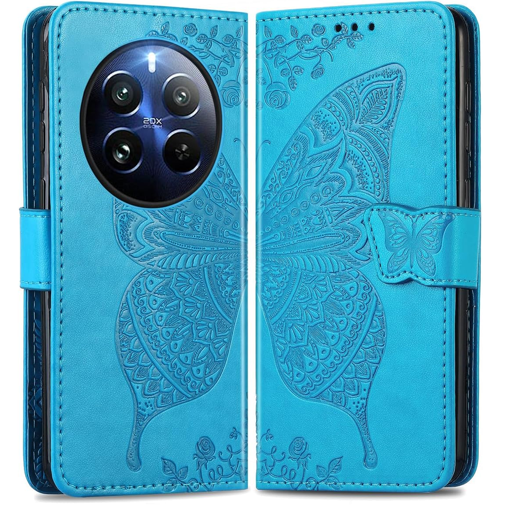 Klapphülle Für Realme 12 Pro 5g / 12 Pro+ 5g, Schmetterlingsmotiv, Blau