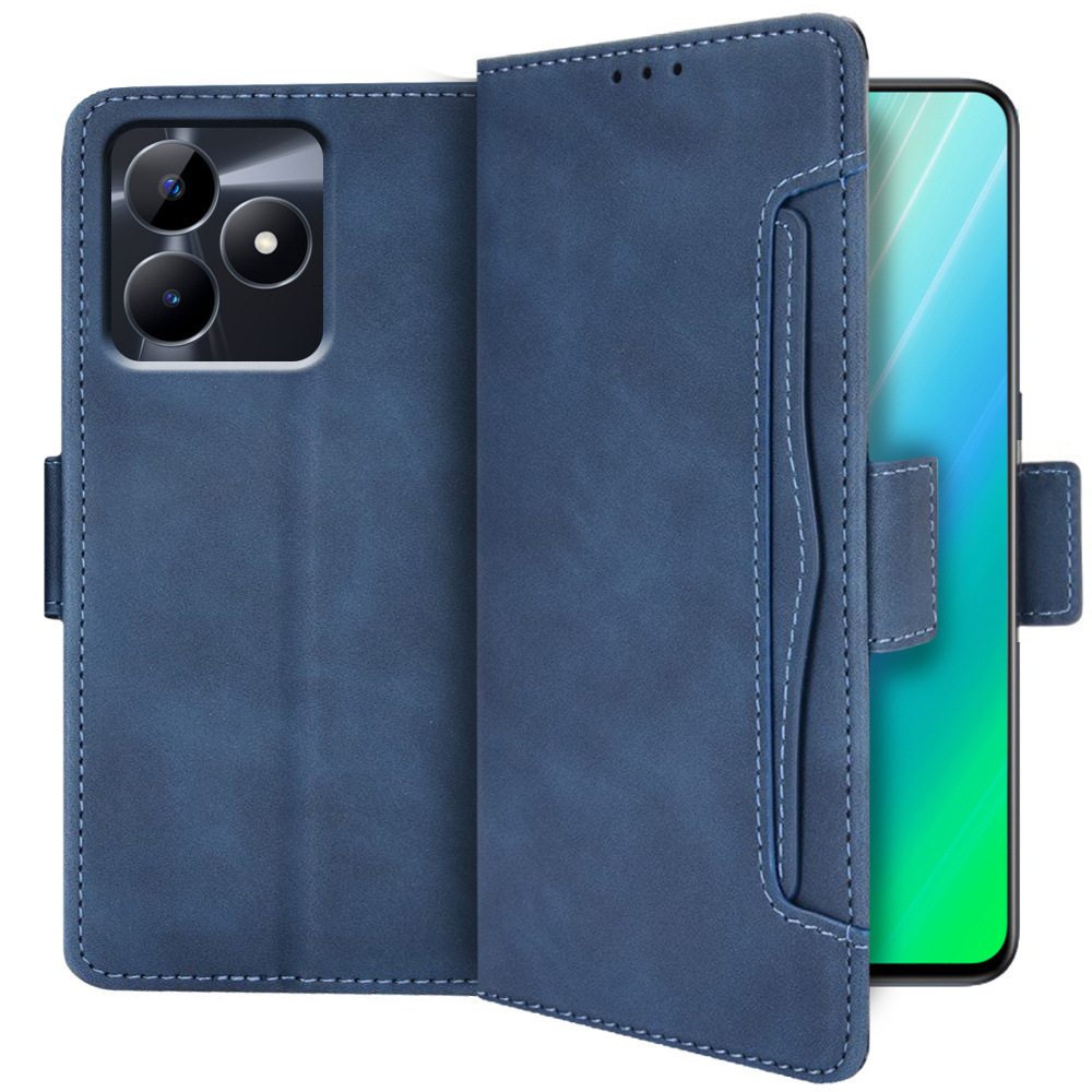 Realme C51 Flip Case, Kartenfach, Blau