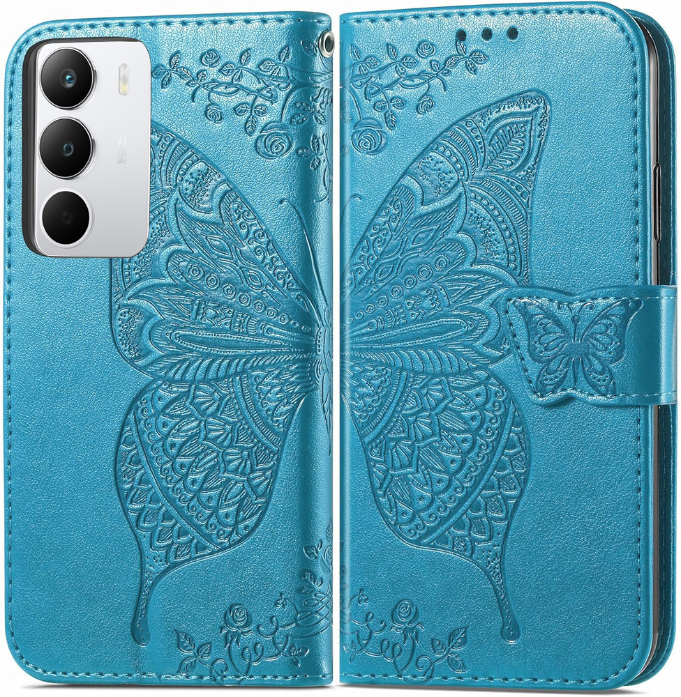 Realme C71 Butterfly Flip Case, Blau