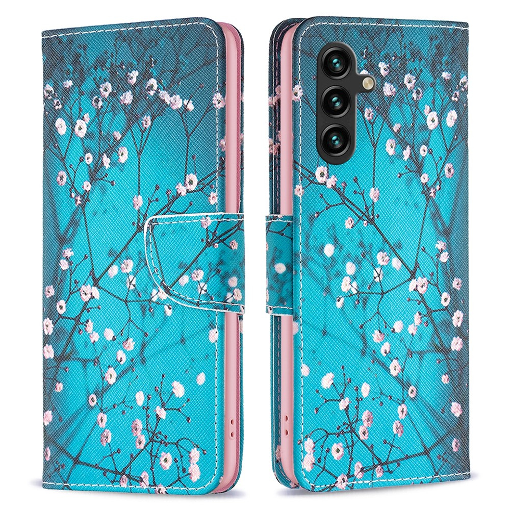 Klapphülle Für Samsung Galaxy A35 5g, Brieftaschenfunktion, Sakura-blau