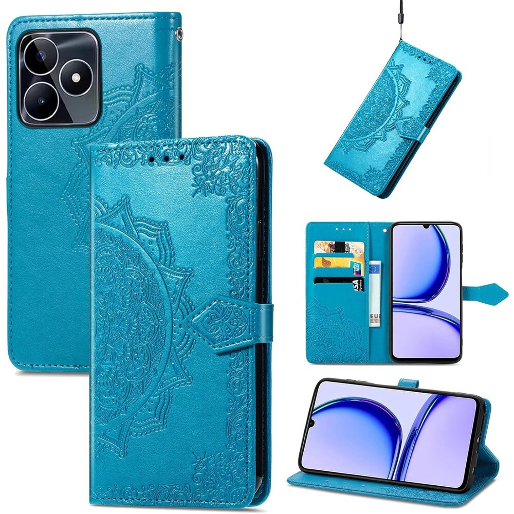 Realme Note 50 Flip Case, Mandala, Blau