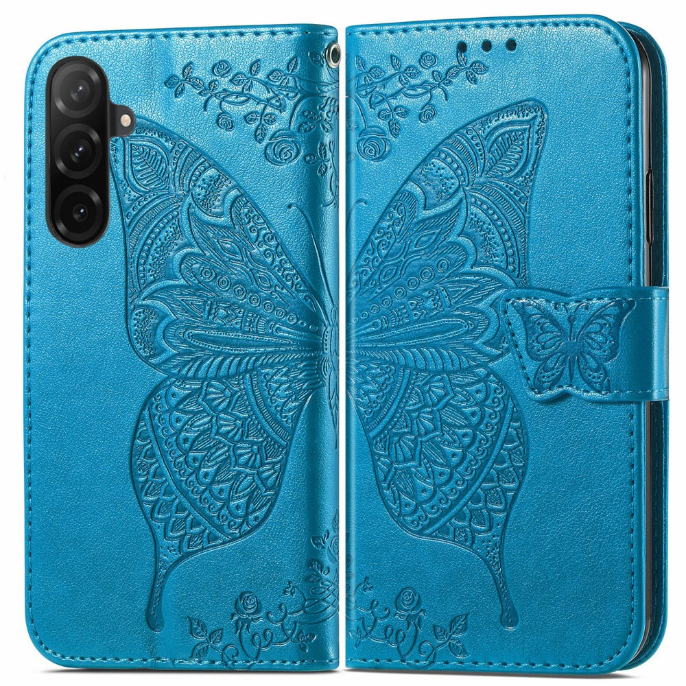 Klapphülle Für Samsung Galaxy A26 5g, Schmetterling, Blau