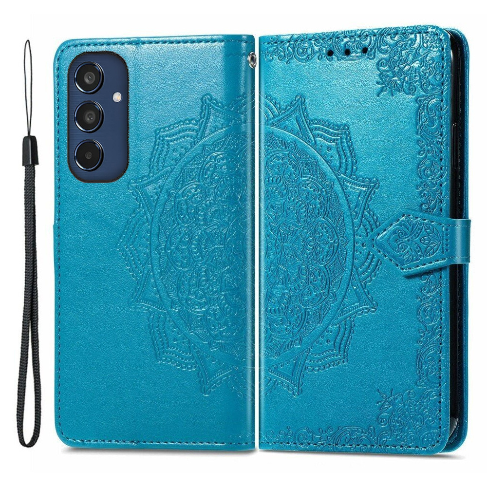 Samsung Galaxy M35 Flip Case, Mandala, Blau