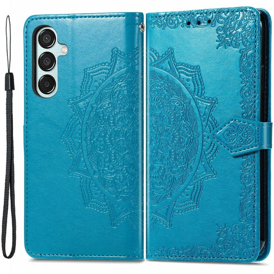 Samsung Galaxy M15 5g Flip Case, Mandala, Blau