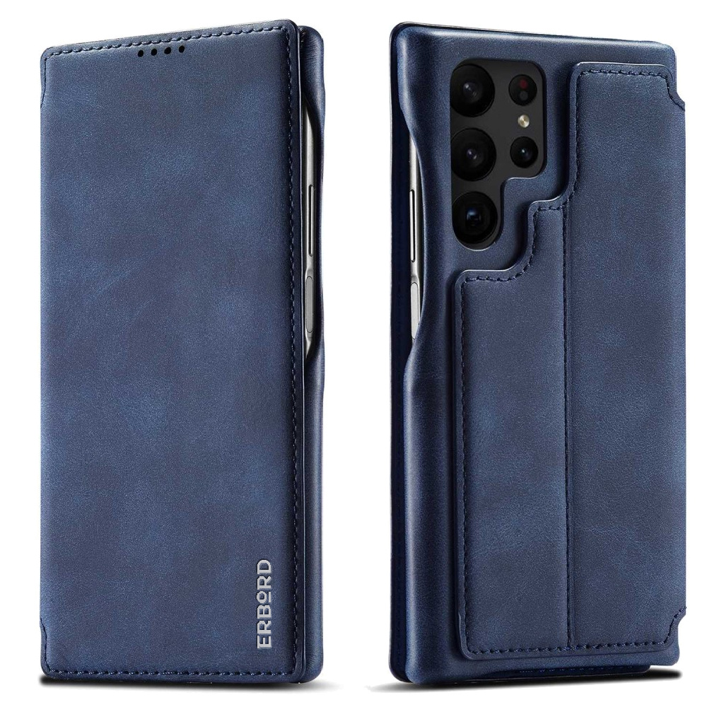 Klapphülle Für Samsung Galaxy S23 Ultra, Erbord Retro, Blau