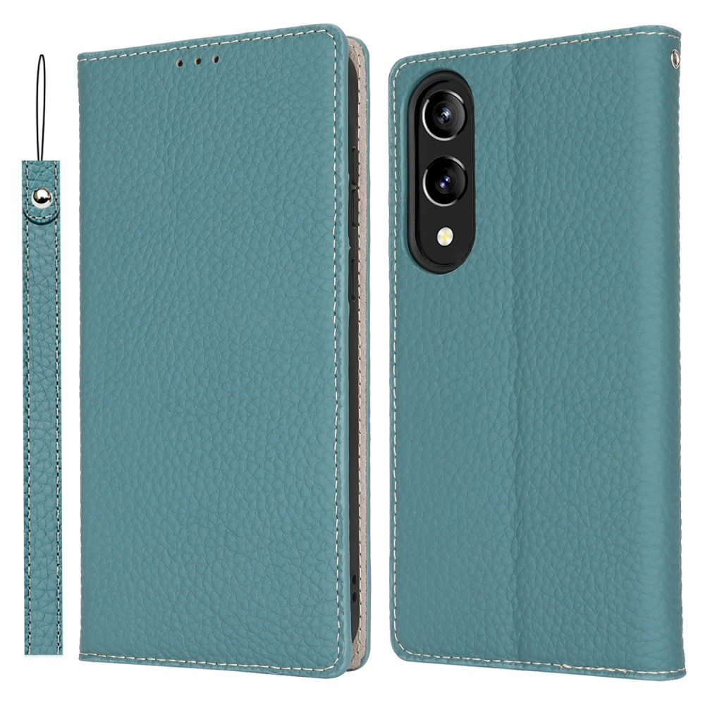 Samsung Galaxy S25 Edge Flip-hülle, Litschi-hautstruktur, Blau