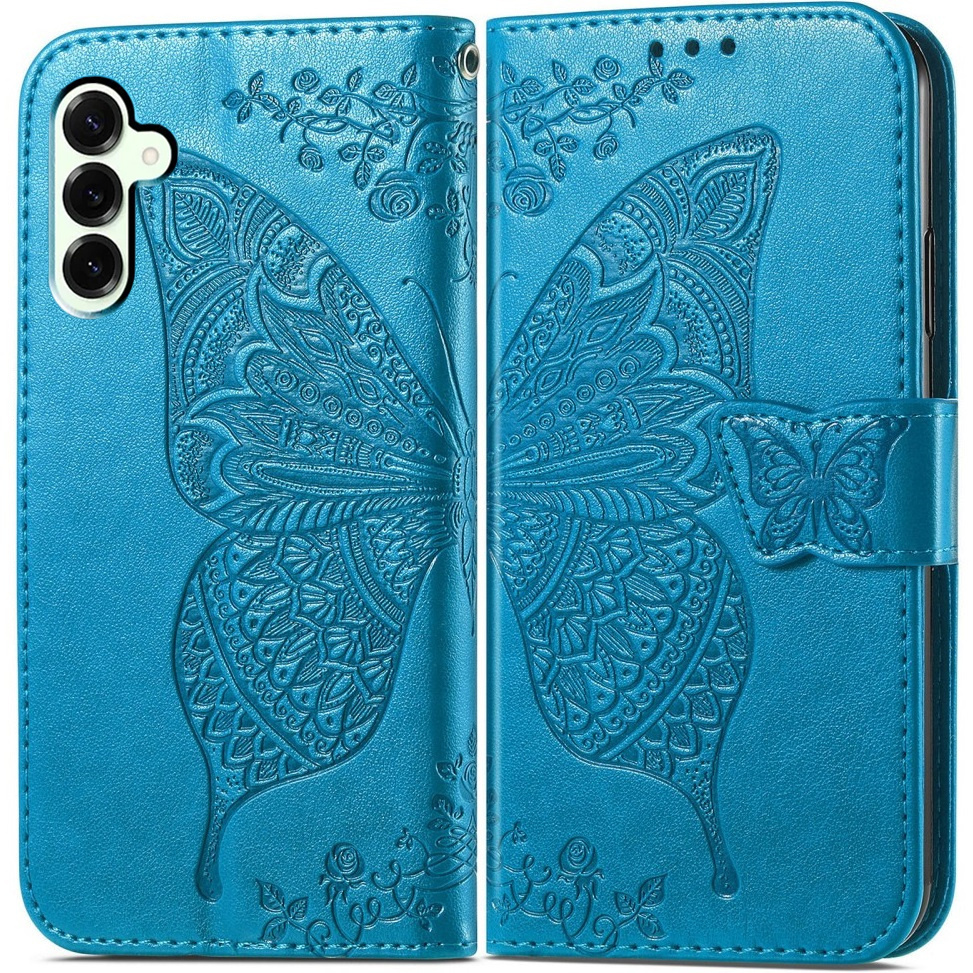 Klapphülle Für Samsung Galaxy S25 Fe, Schmetterling, Blau