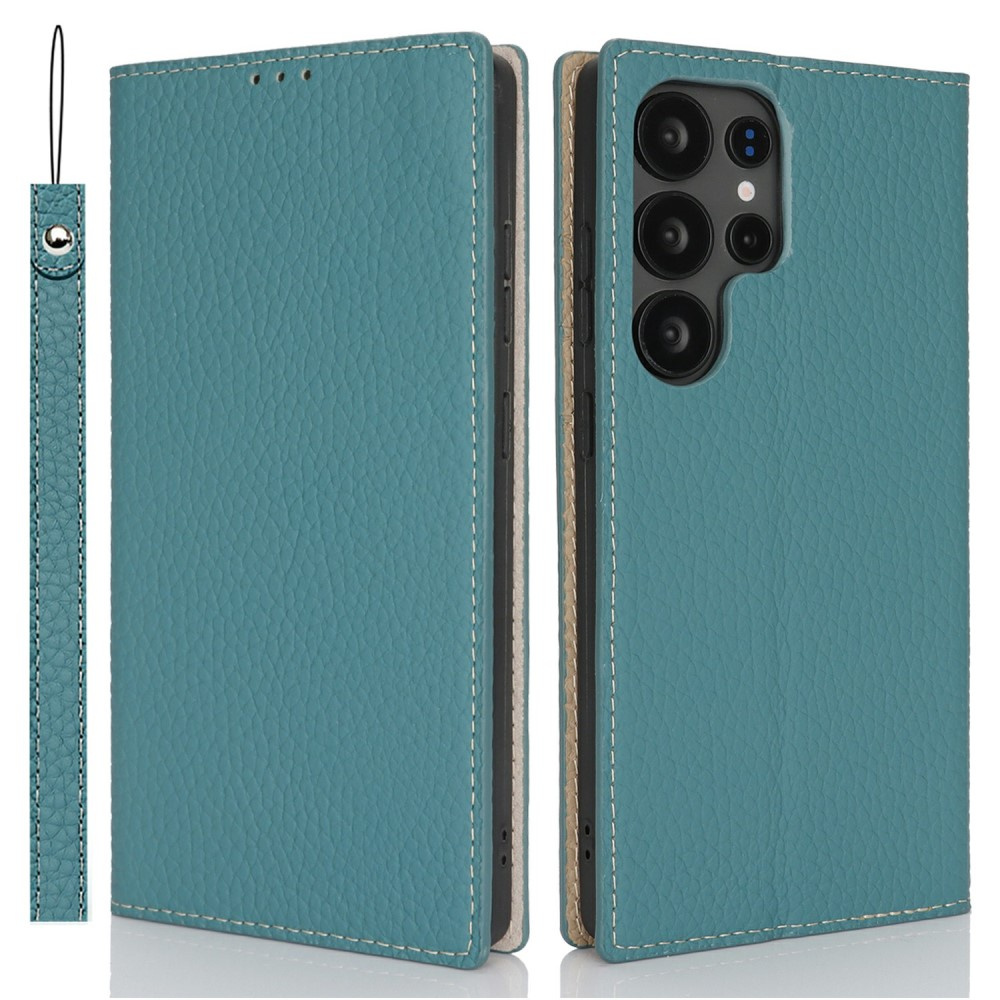 Samsung Galaxy S25 Ultra Flip-hülle, Litschi-hautstruktur, Blau