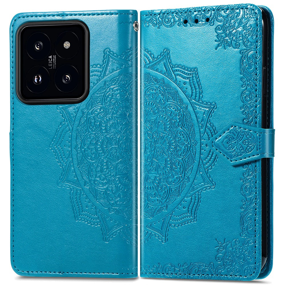 Klapphülle Für Xiaomi 14t Pro, Mandala, Blau