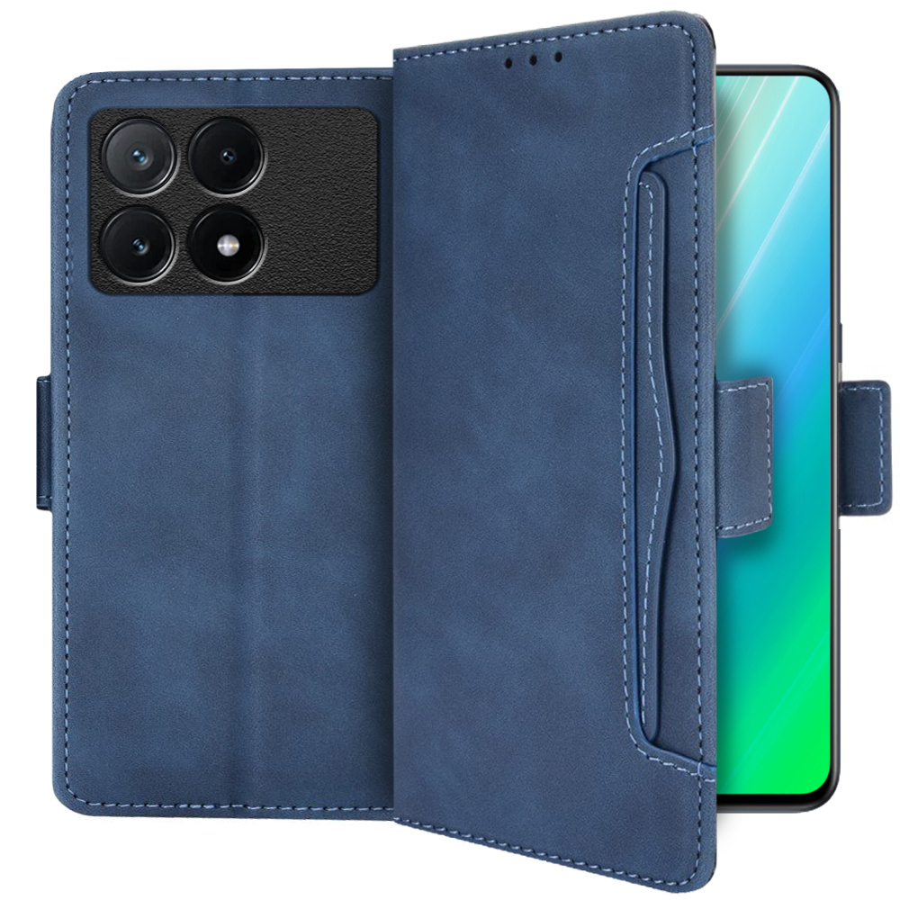 Klapphülle Für Xiaomi Poco X6 Pro 5g, Kartensteckplatz, Blau