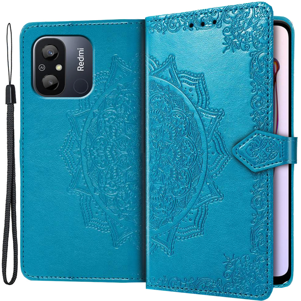 Klapphülle Für Xiaomi Redmi 12c, Mandala, Blau