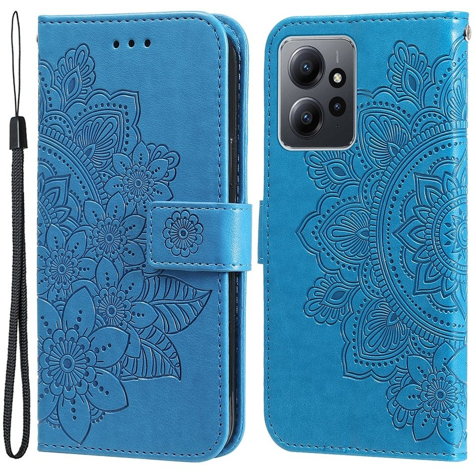Klapphülle Für Xiaomi Redmi Note 12 4g, Mandala-blume, Blau