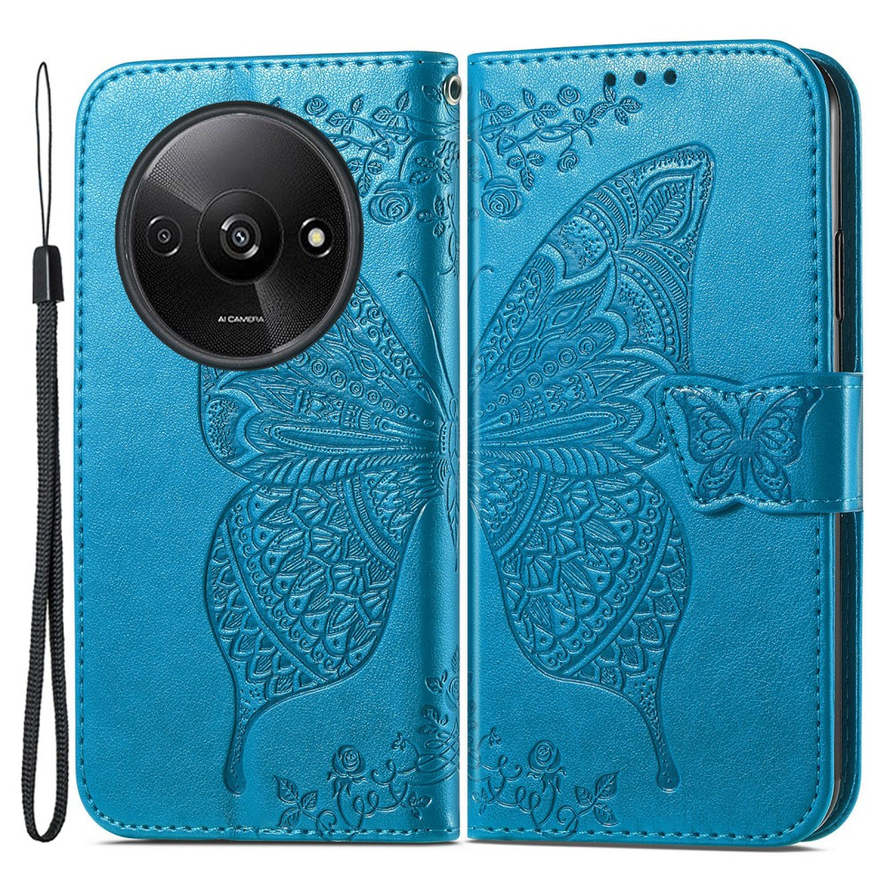 Klapphülle Für Xiaomi Redmi A3, Schmetterling, Blau