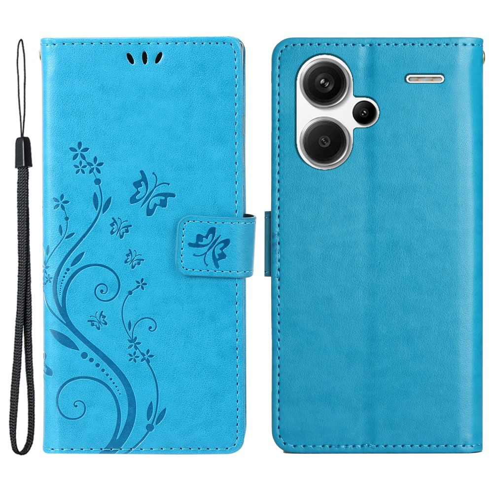 Klapphülle Für Xiaomi Redmi Note 13 Pro+, Schmetterling, Blau