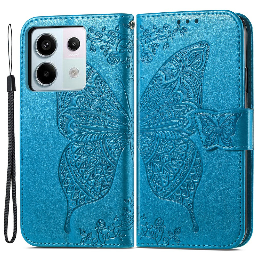 Klapphülle Für Xiaomi Redmi Note 13 Pro 5g, Schmetterling, Blau