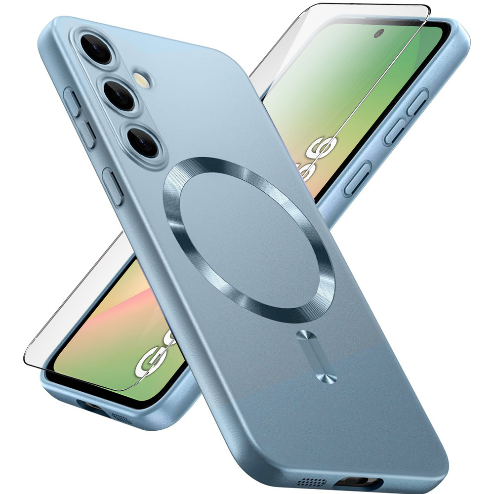 Schutzhülle Für Samsung Galaxy A56 5g, Colormag, Mit Magsafe-funktion, Blau + 9h-schutzglas