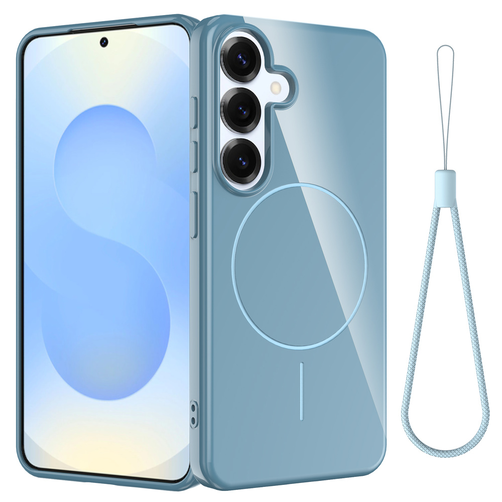 Samsung Galaxy S25 Fe Silikon Lite Magsafe Hülle Mit Trageschlaufe, Blau