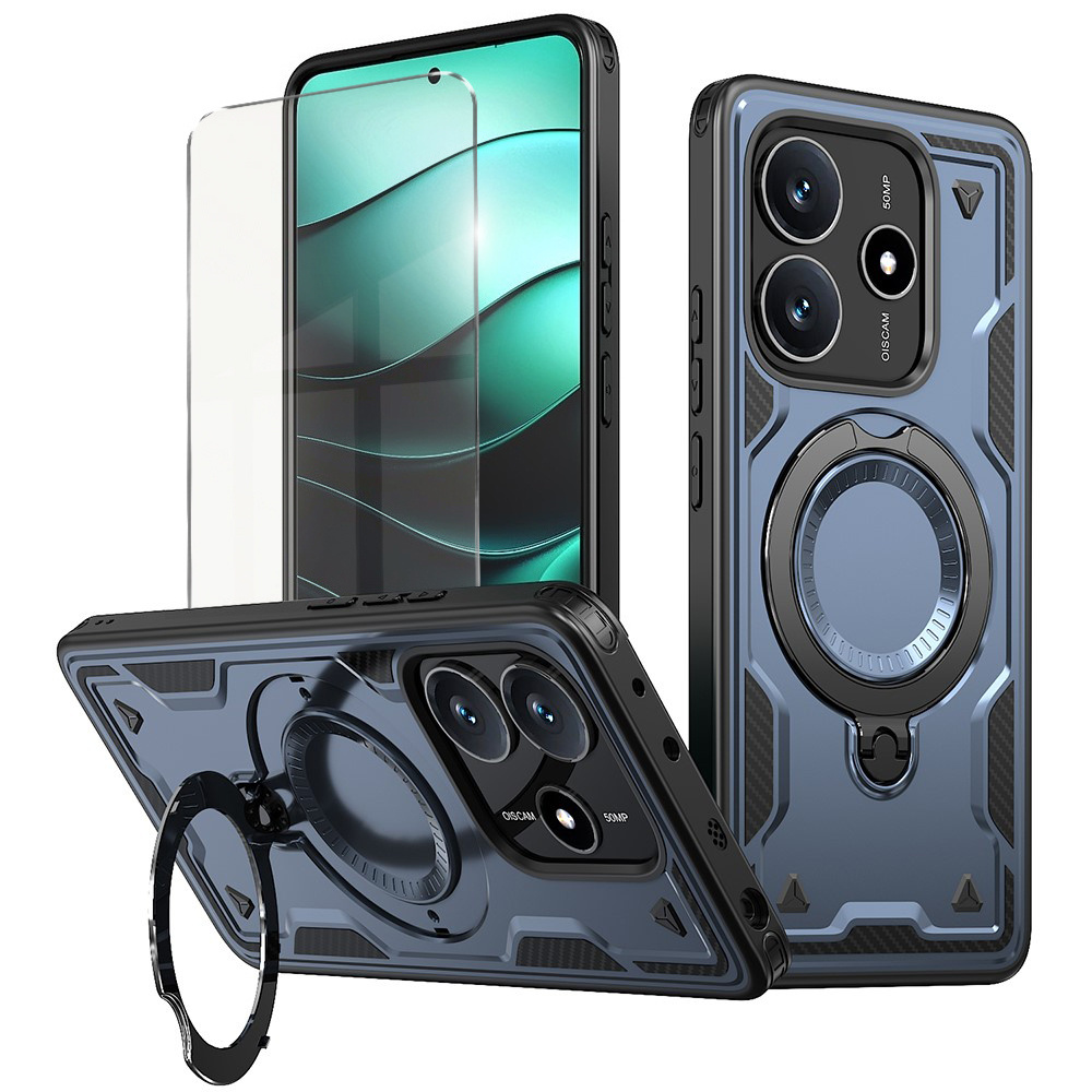 Schutzhülle Für Xiaomi Redmi Note 14 5g, Militärstandard Magsafe, Blau + 9h-glas