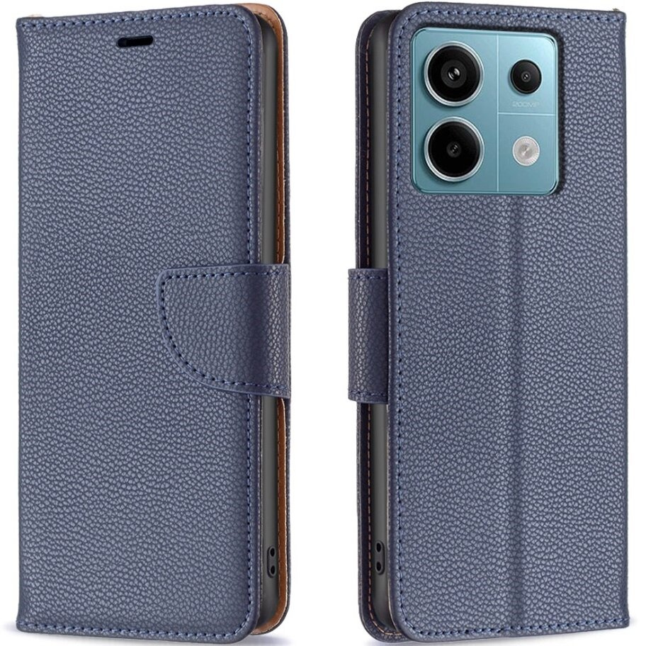 Flip-case Für Xiaomi Redmi Note 13 Pro 5g, Brieftaschen-design, Litschi-leder, Marineblau