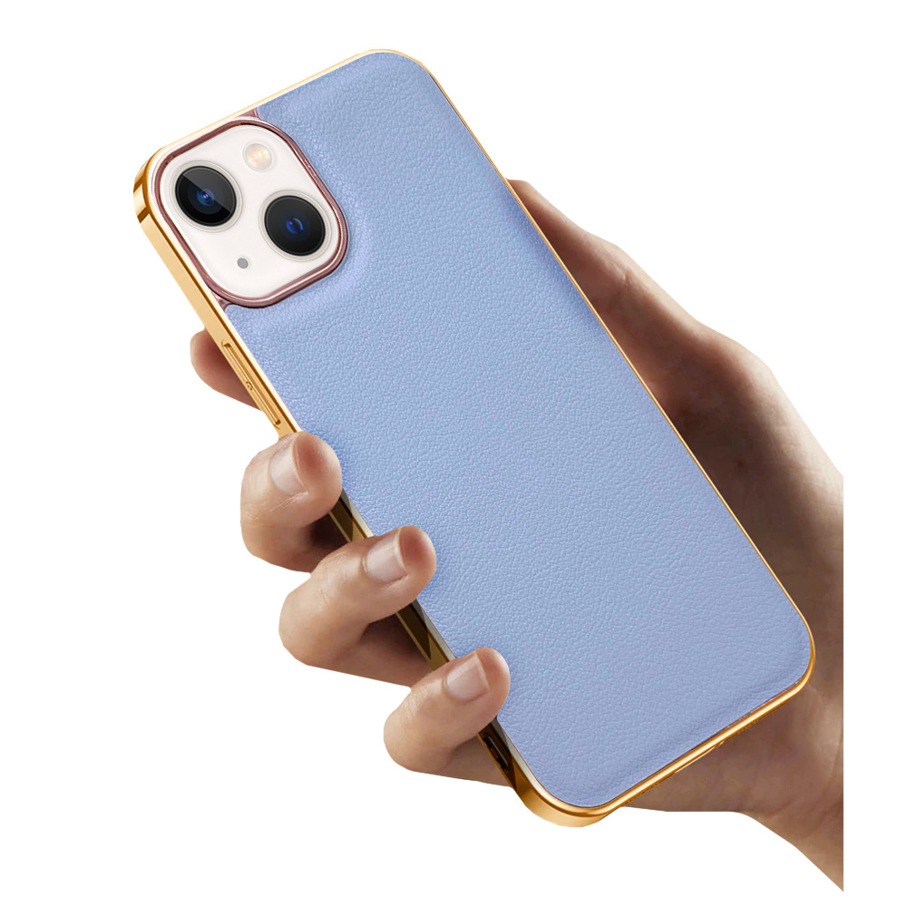 Iphone 14 Plus Hülle, Rindsleder, Blau