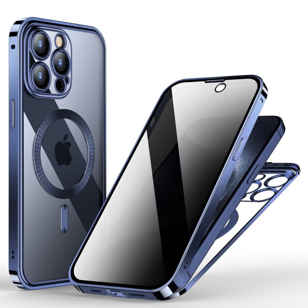 Iphone 15 Pro Max Sichtschutzhülle Aus Doppelglas Für Magsafe, Blau