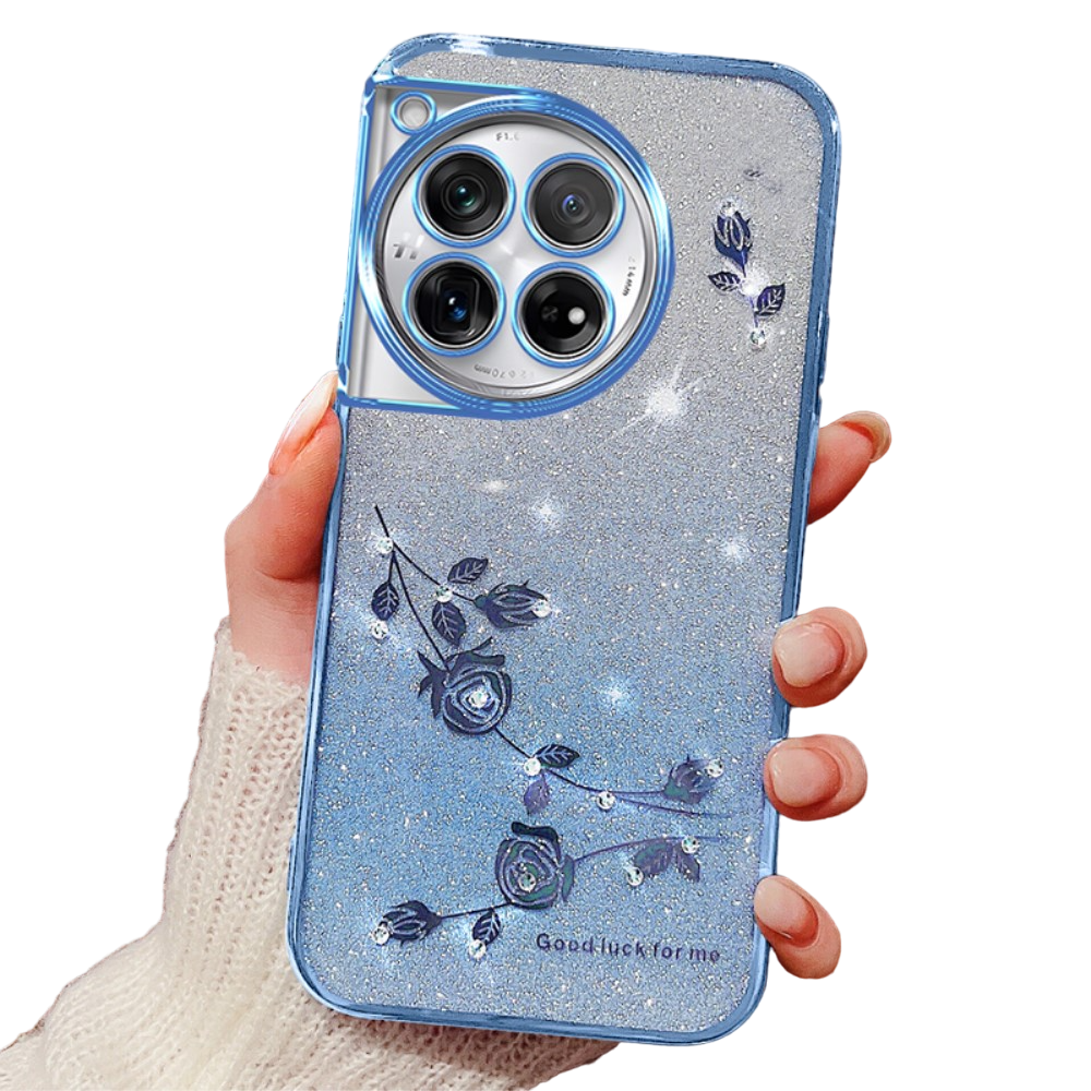 Schutzhülle Für Oneplus 12 5g, Glitzerblume, Blau