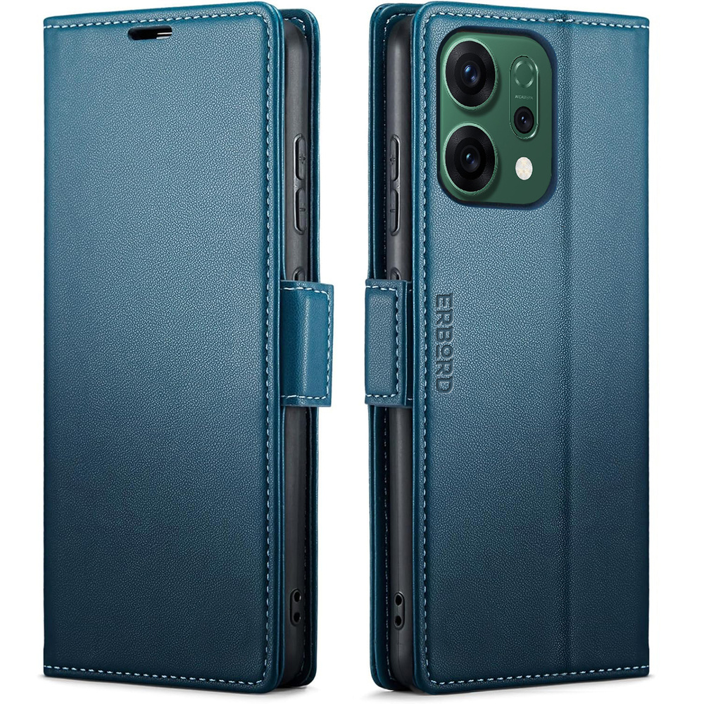 Oppo Reno 14 Hülle, Glänzendes Litschi, Klapphülle Mit Brieftaschenfunktion, Blau