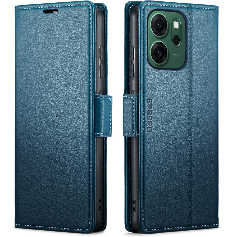 Oppo Reno 14 F / 14 Fs Hülle, Glänzende Litschi-klapphülle, Blau