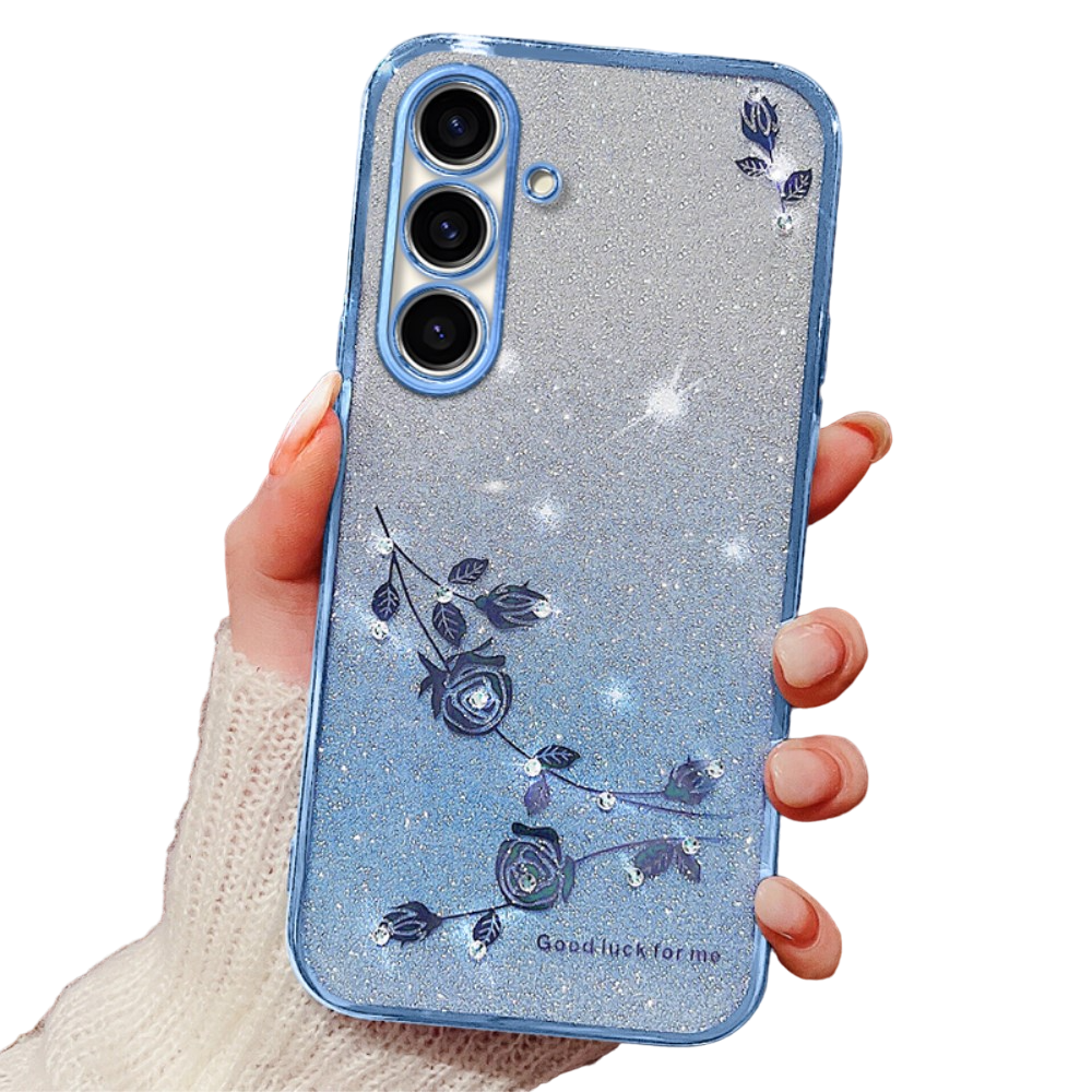 Schutzhülle Für Samsung Galaxy A05s 4g, Glitzerblume, Blau
