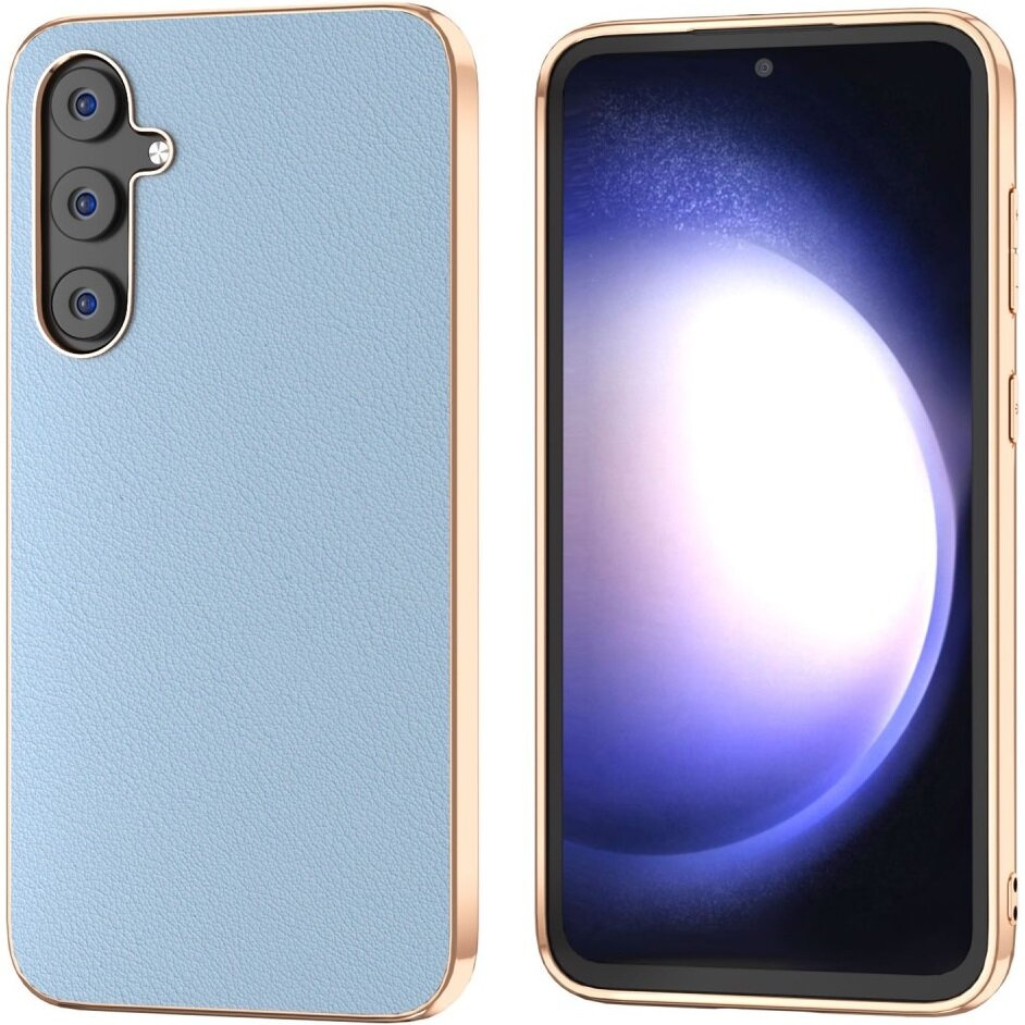 Schutzhülle Für Samsung Galaxy S23 Fe, Rindsleder, Blau