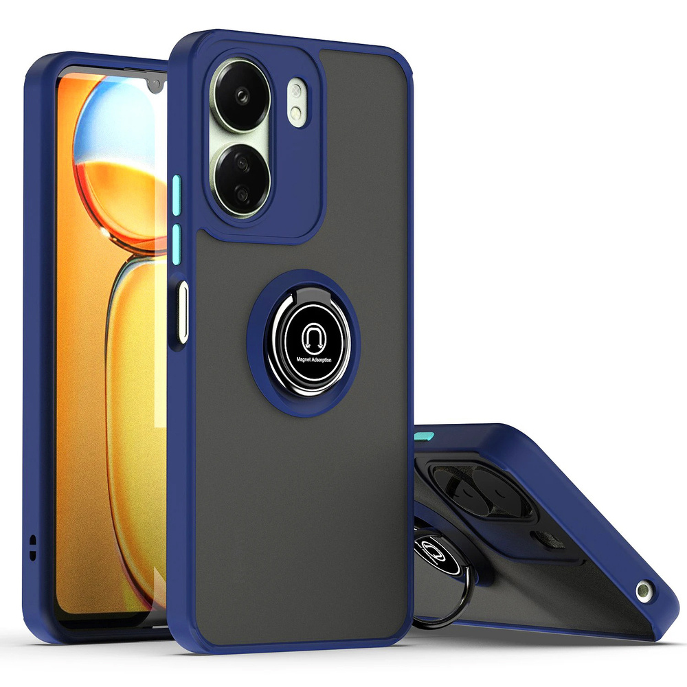 Schutzhülle Für Xiaomi Redmi 13c / Poco C65, Mattierter Ring, Blau