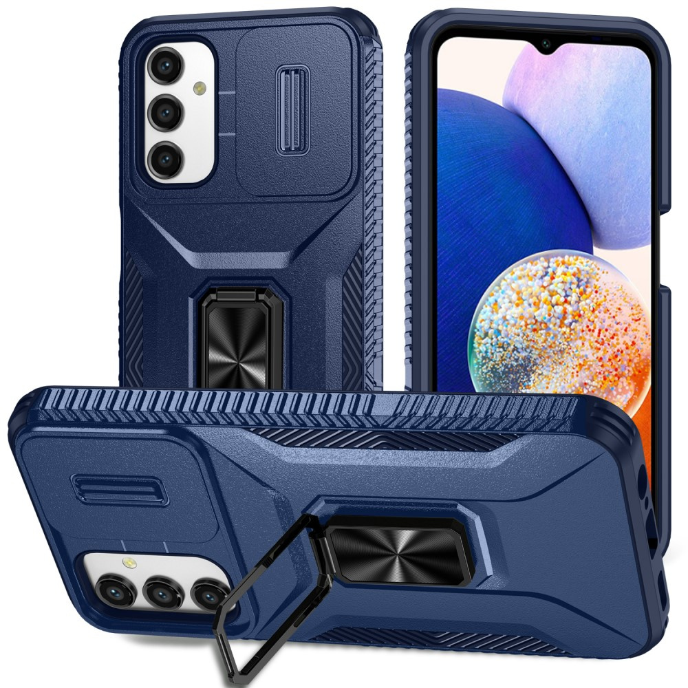 Schutzhülle Für Samsung Galaxy A15, Gepanzerter Slide Ring, Blau + 9h-glas