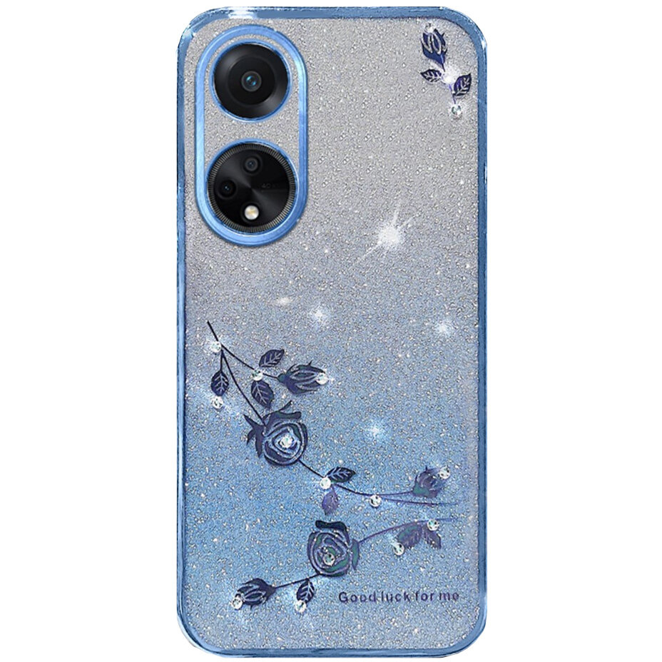 Oppo A58 4g Hülle, Glitzerblume, Blau
