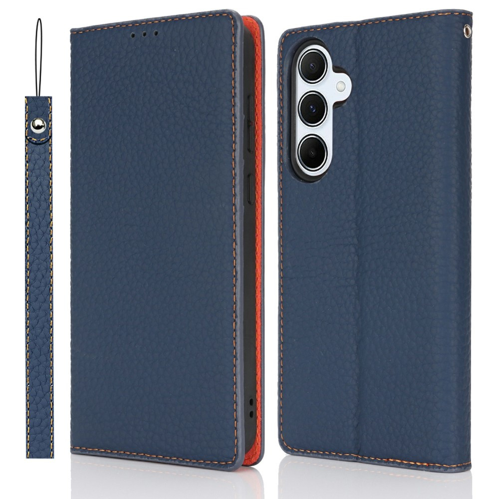 Klapphülle Für Samsung Galaxy S25+ Plus, Litschi-hautstruktur, Marineblau