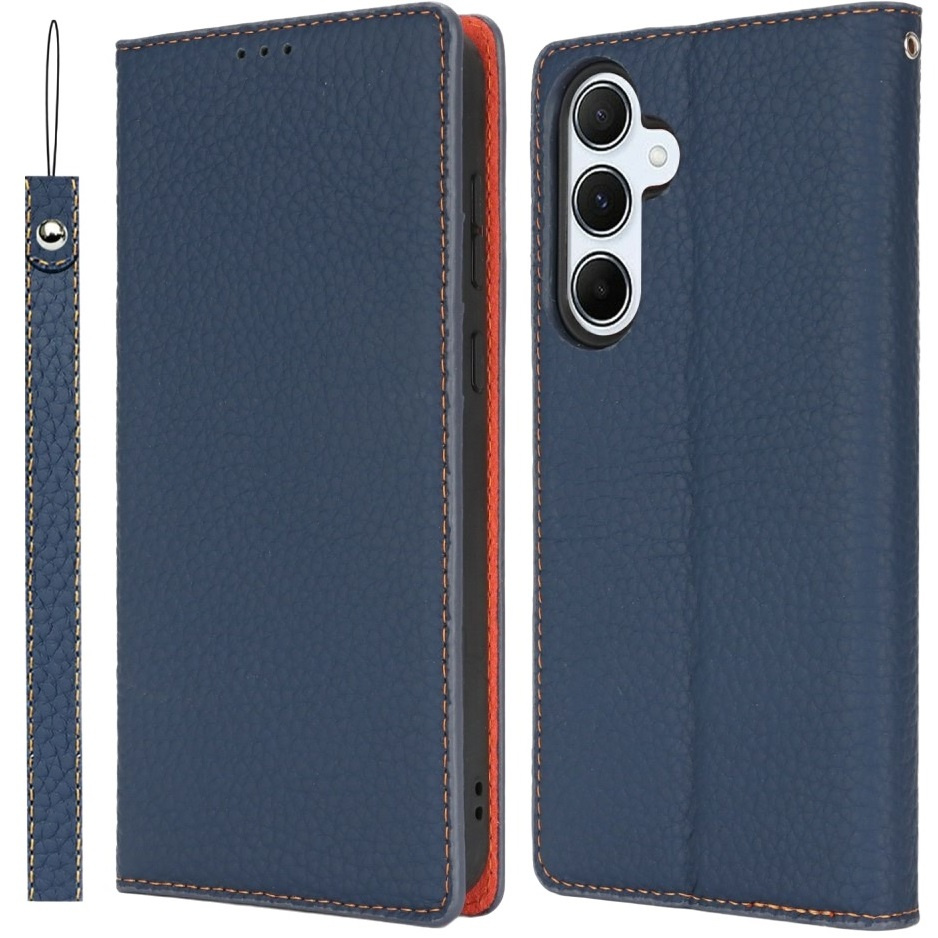 Samsung Galaxy S25 Flip-hülle, Litschi-hautstruktur, Marineblau