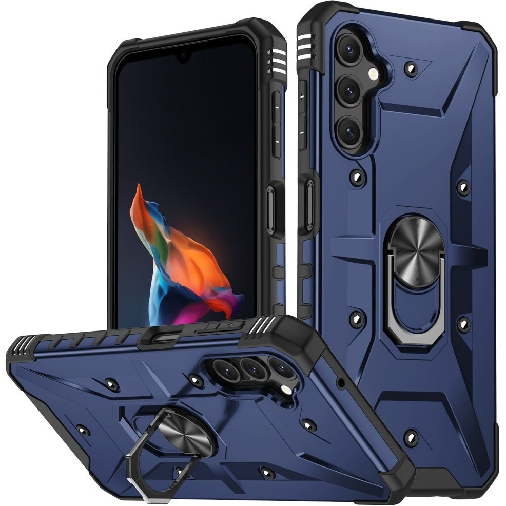 Gepanzerte Schutzhülle Für Samsung Galaxy A14 4g/5g, Mit Ring, Marineblau