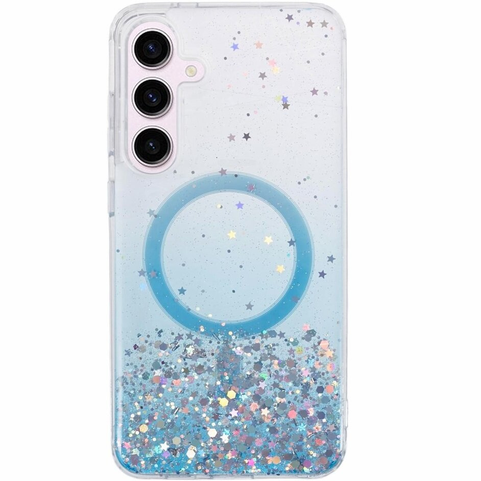 Samsung Galaxy S24 Hülle, Glitzernd, Für Magsafe, Blau