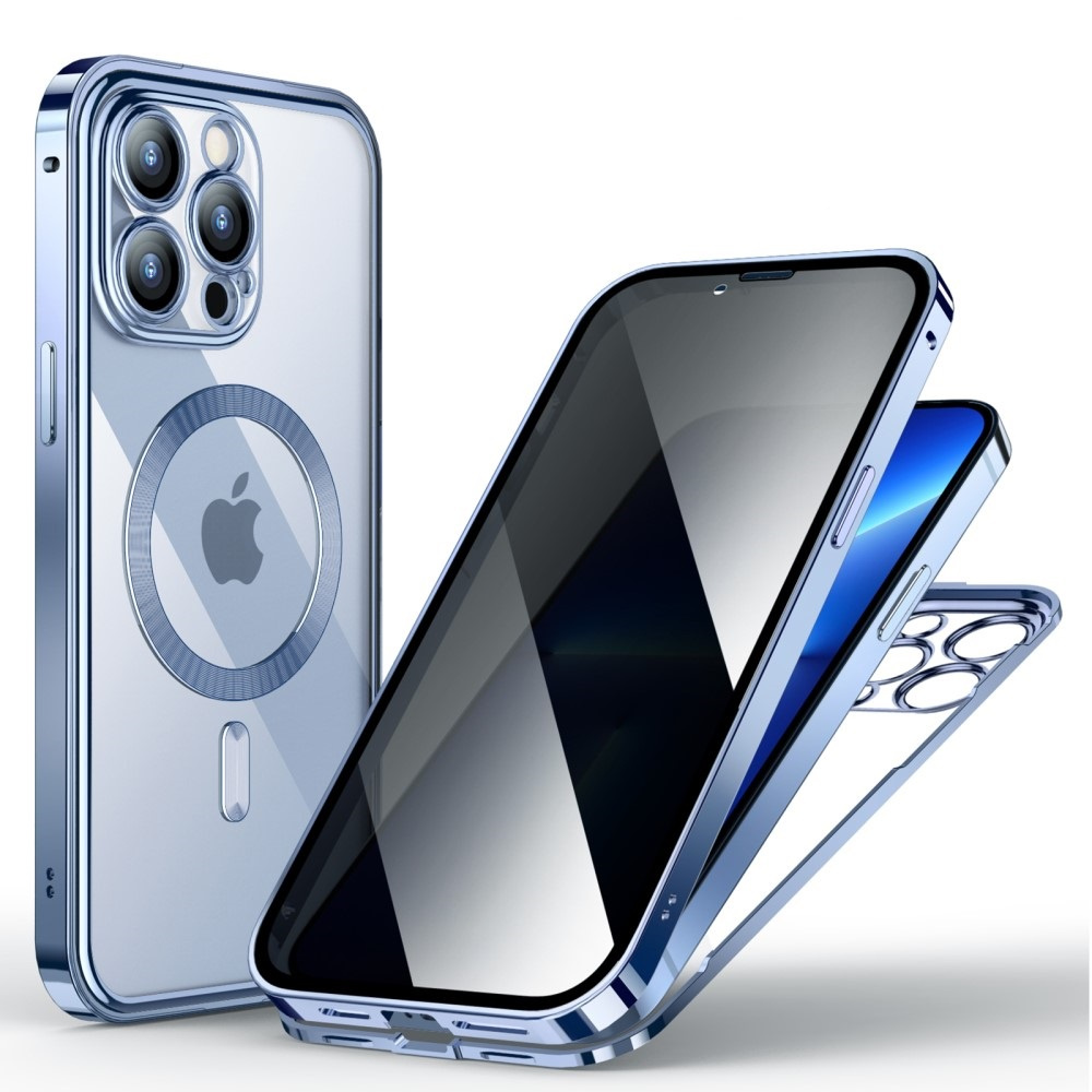 Iphone 13 Pro Hülle, Sichtschutz Durch Doppelglas, Magsafe-kompatibel, Blau