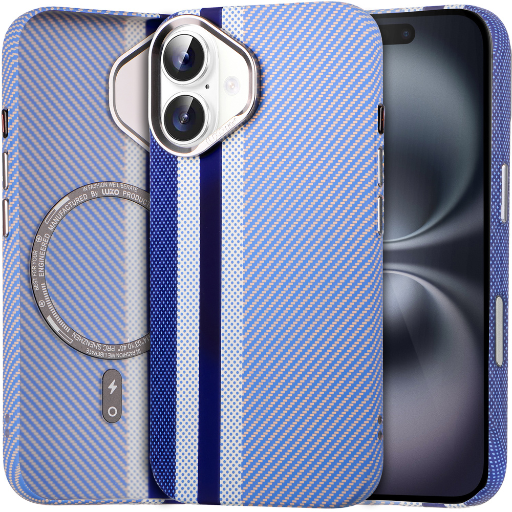 Iphone 16 Hülle, Carbonfaser Magsafe, Blau