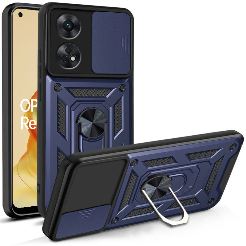 Set Aus Schutzhülle Für Oppo Reno8 T, Nox Kamera-slide, Blau + Glas