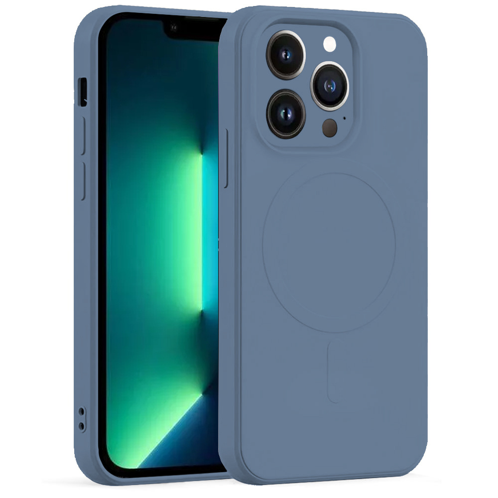Silikon-magnet-schutzhüllen-set Für Iphone 13 Pro Max, Blau + Glas
