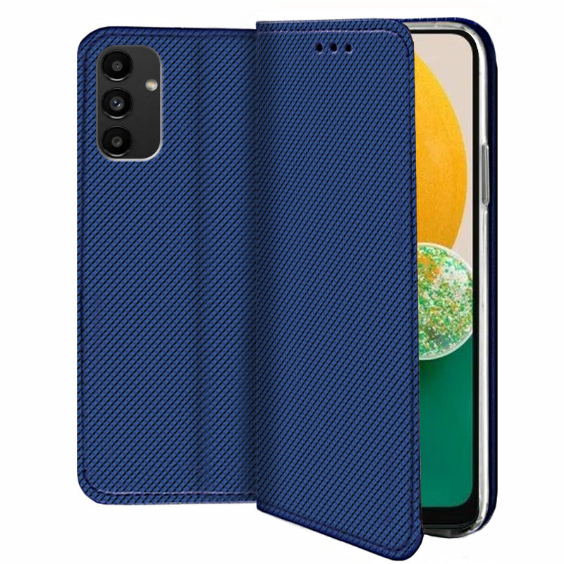 Schutzhülle Für Samsung Galaxy A54 5g, Mit Magnetverschluss, Marineblau + 9h-glas