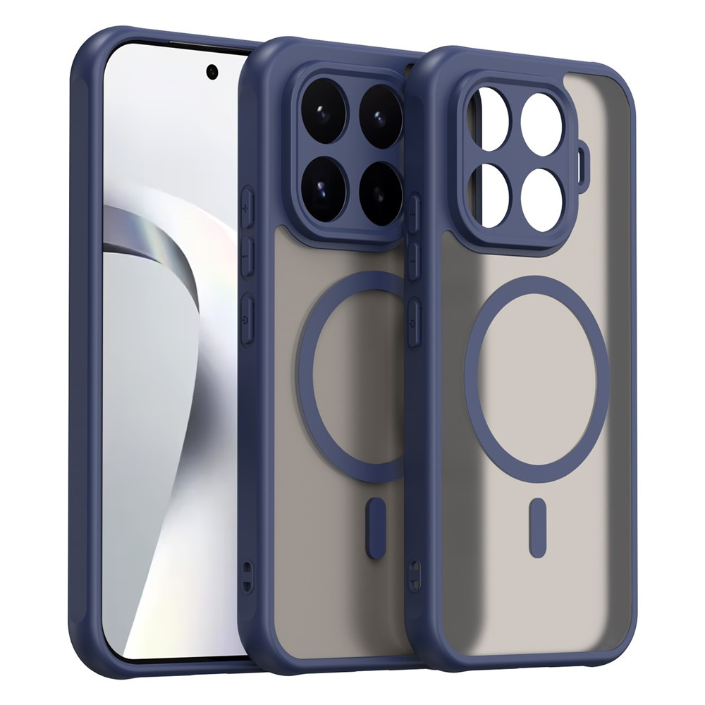 Rauchgraue Hülle Für Xiaomi 17t, Matte Hülle, Mit Magsafe-anschluss, Blauer Rahmen