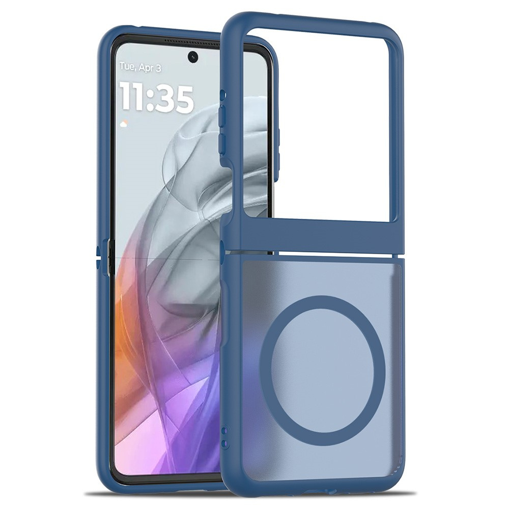 Rauchgraue Schutzhülle Für Motorola Razr 70 / 60 / 50 5g, Skin Touch, Mit Magsafe-anschluss, Blau