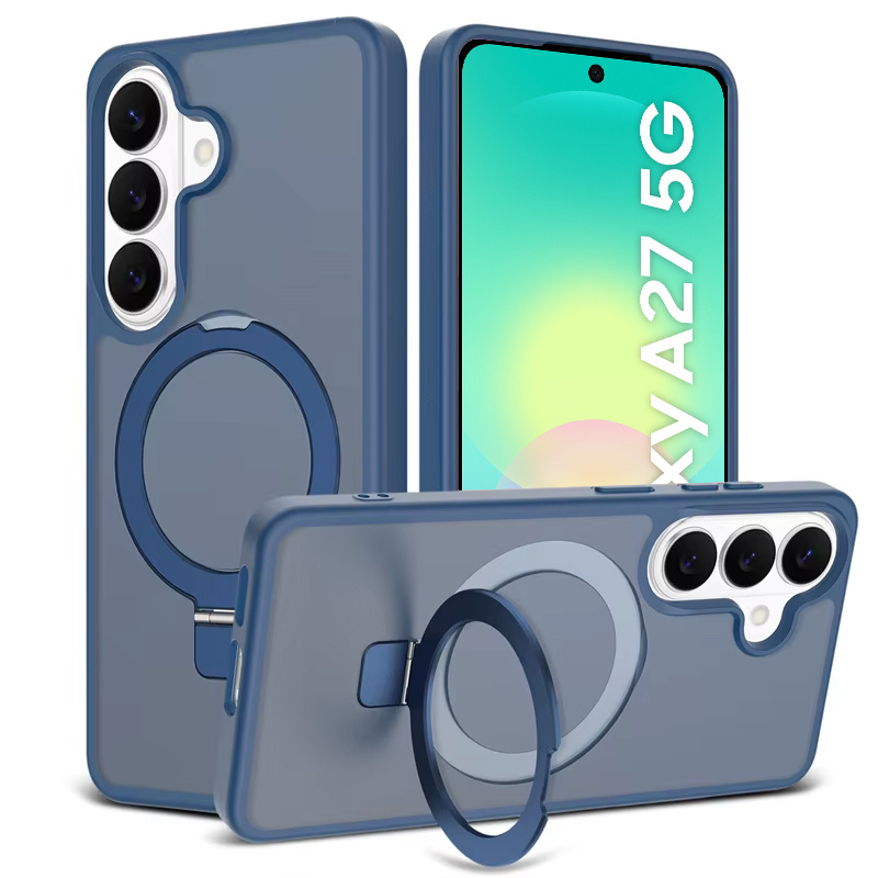 Rauchgraue Schutzhülle Für Samsung Galaxy A27 5g, Matte Hülle Mit Ständer, Magsafe-kompatibel, Blauer Rahmen