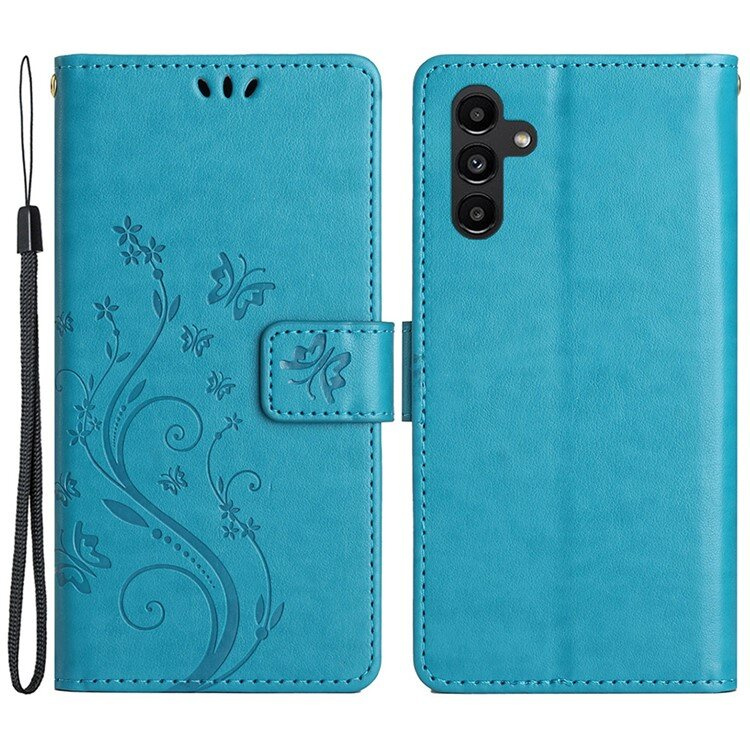 Klapphülle Für Samsung Galaxy A55 5g, Schmetterling, Blau