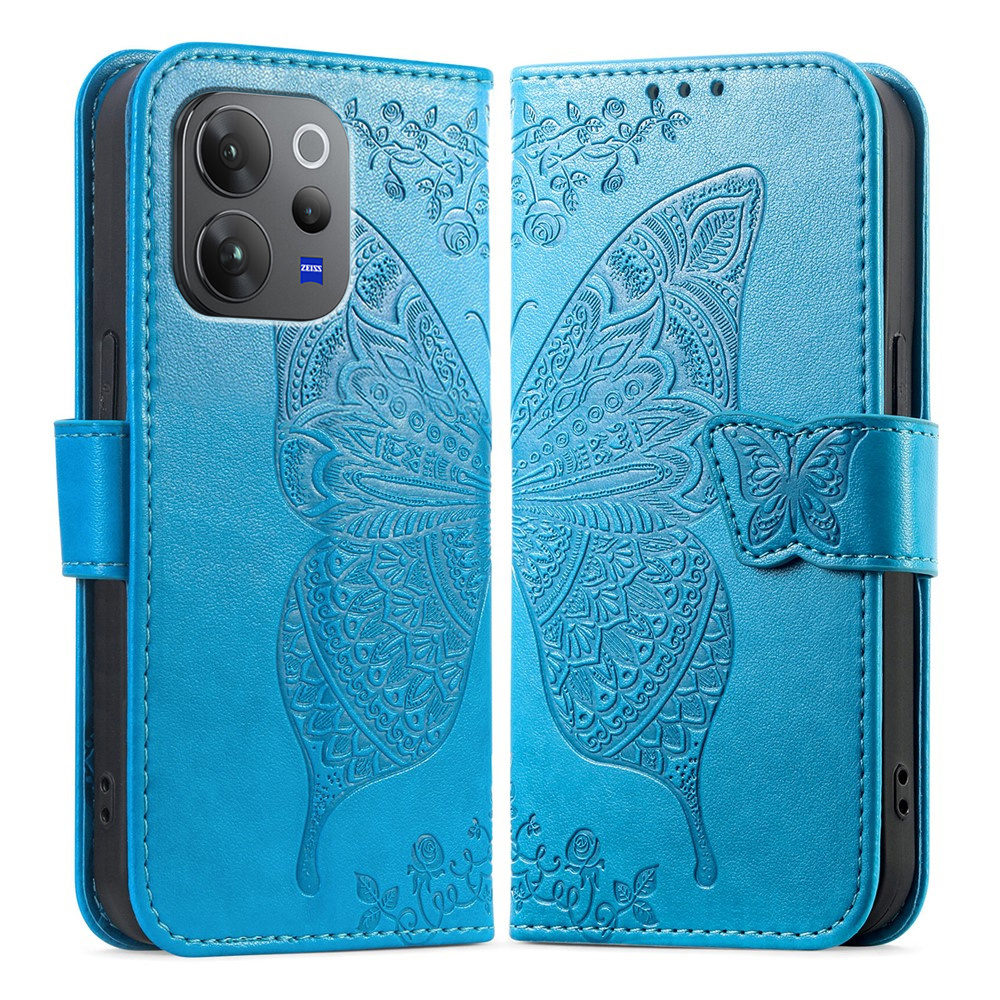 Klapphülle Für Vivo V70, Schmetterling, Blau