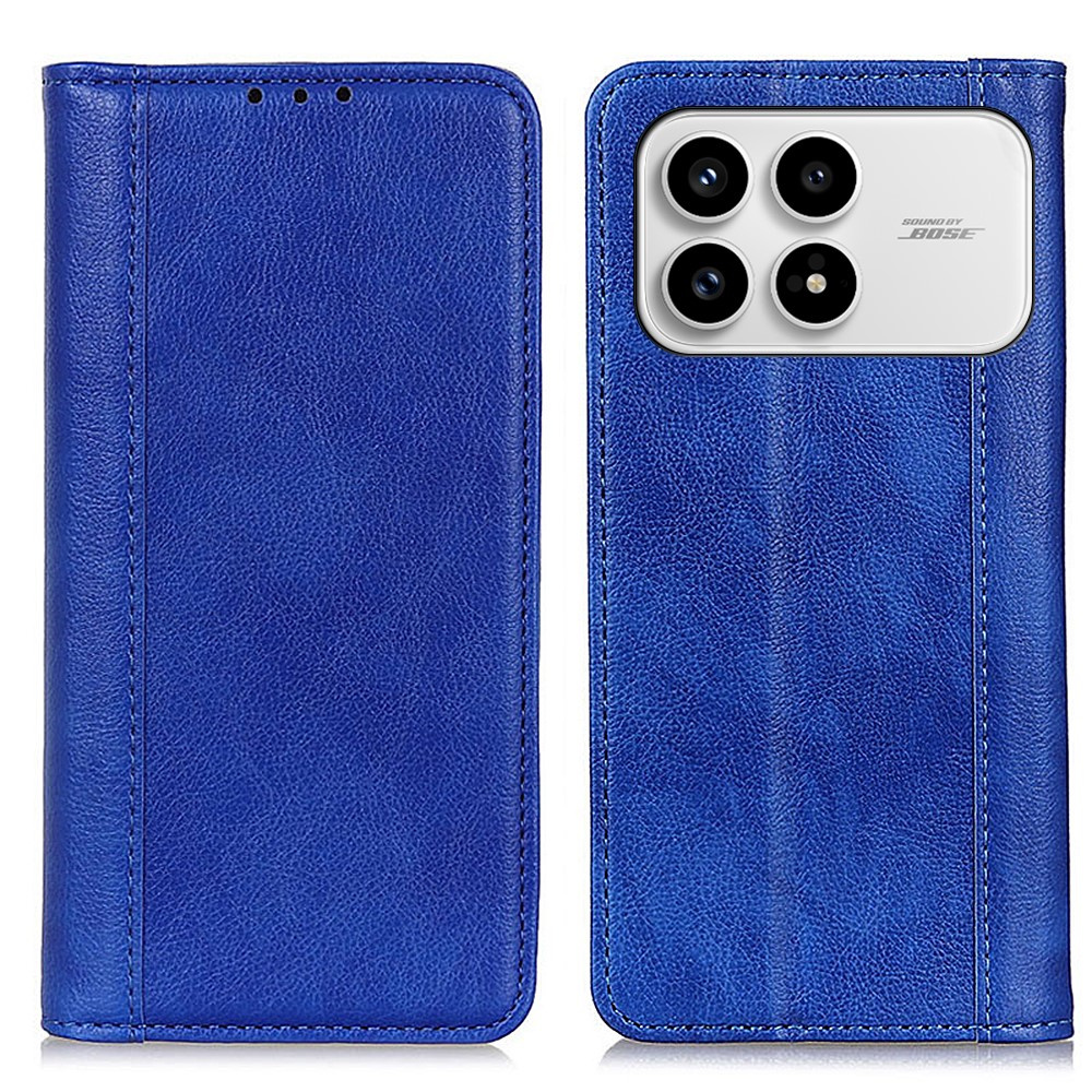 Flip-case Für Xiaomi Poco F8 Pro, Spaltleder, Blau