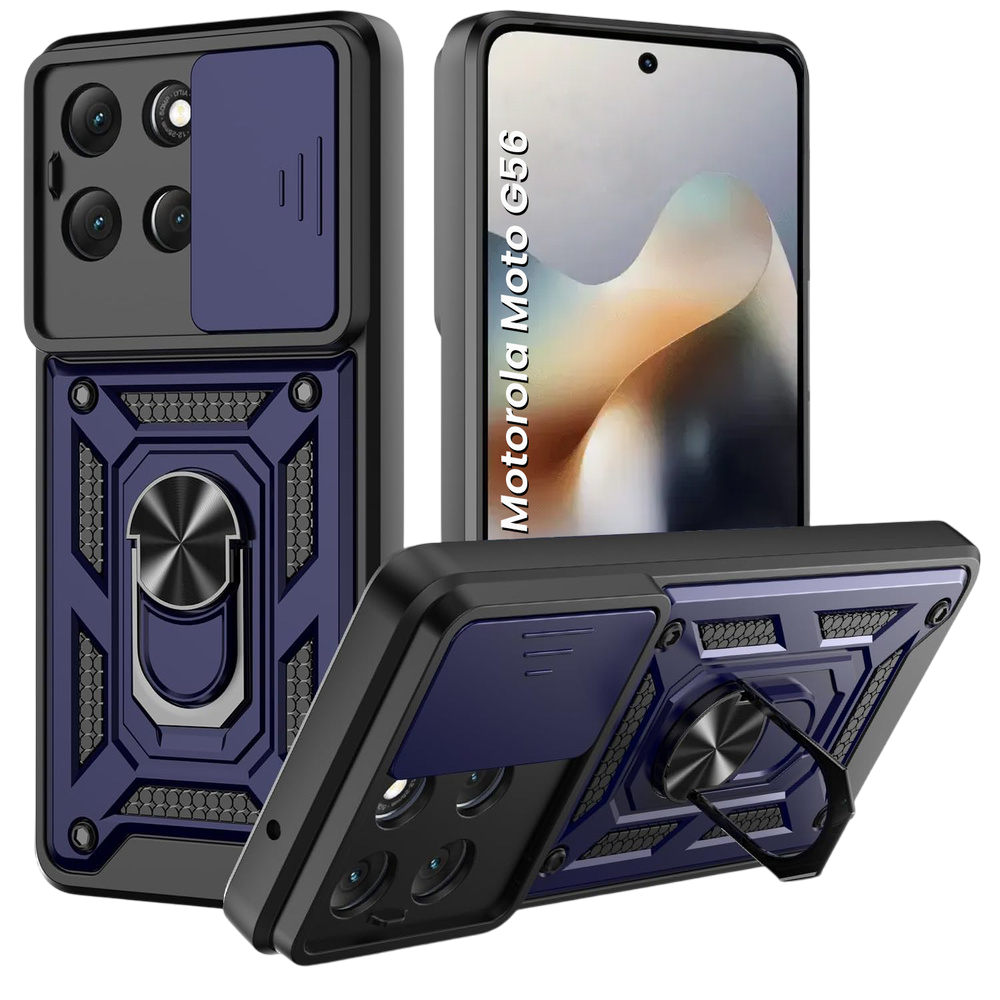 Gepanzerte Schutzhülle Für Motorola Moto G56 5g, Camshield Slide, Blau